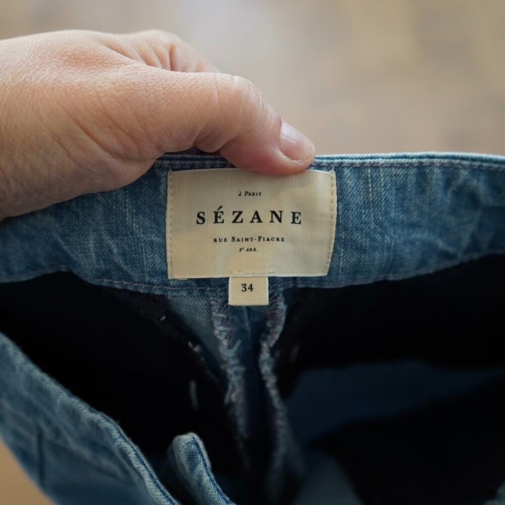 Sezane Wide Leg High Rise Jeans Size 34/ US 2 High‎ Waist Light Wash Denim - Picture 3 of 7